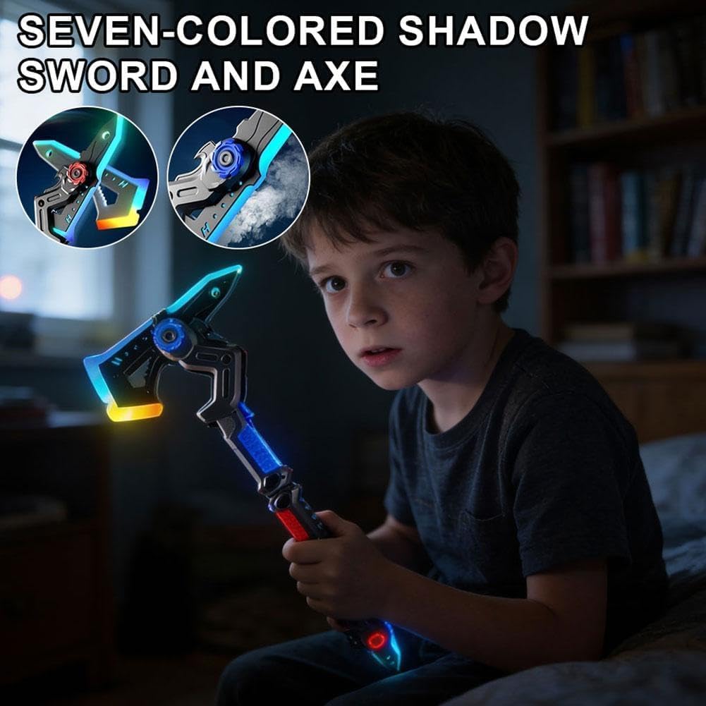 2-in-1 LED Fog Axe & Sword Toy – RGB Light & Sound Effects