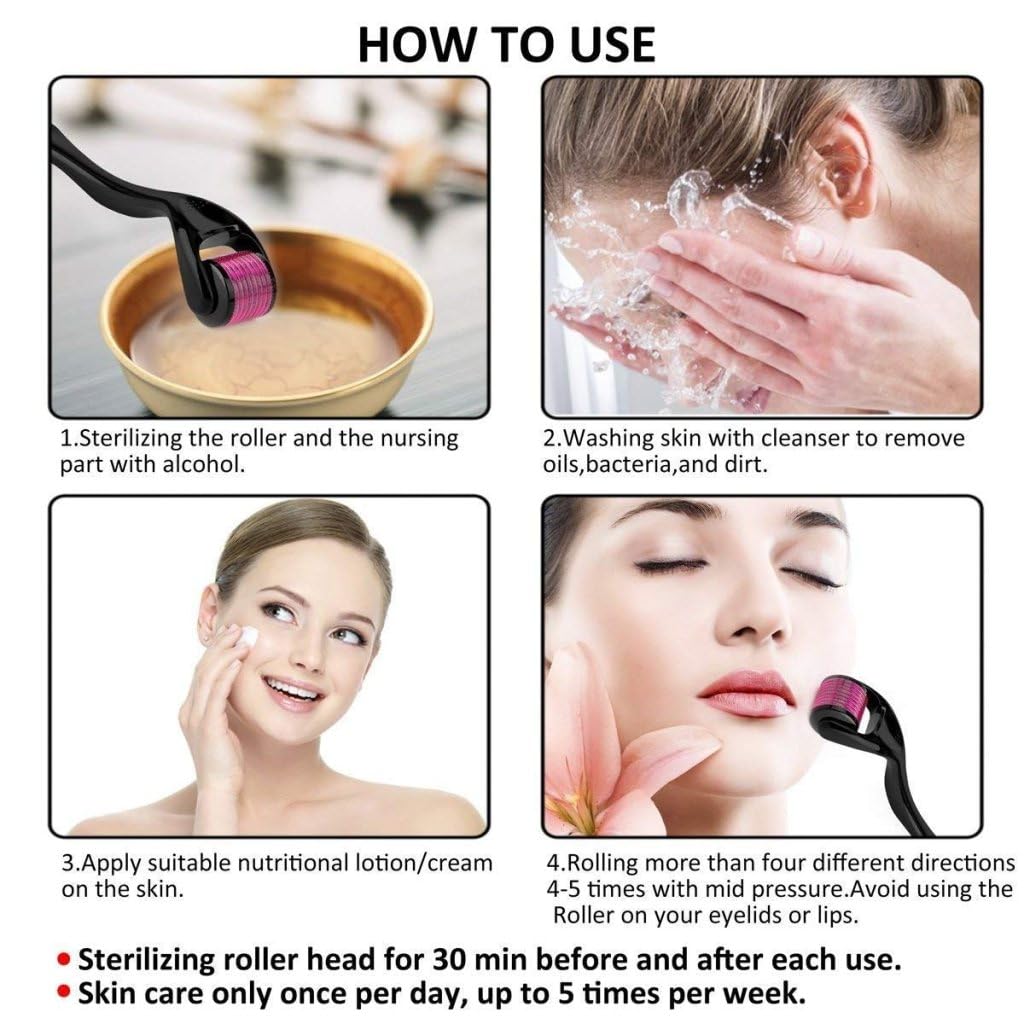 0.5mm Derma Roller with 540 Titanium Needles for Facial Skincare
