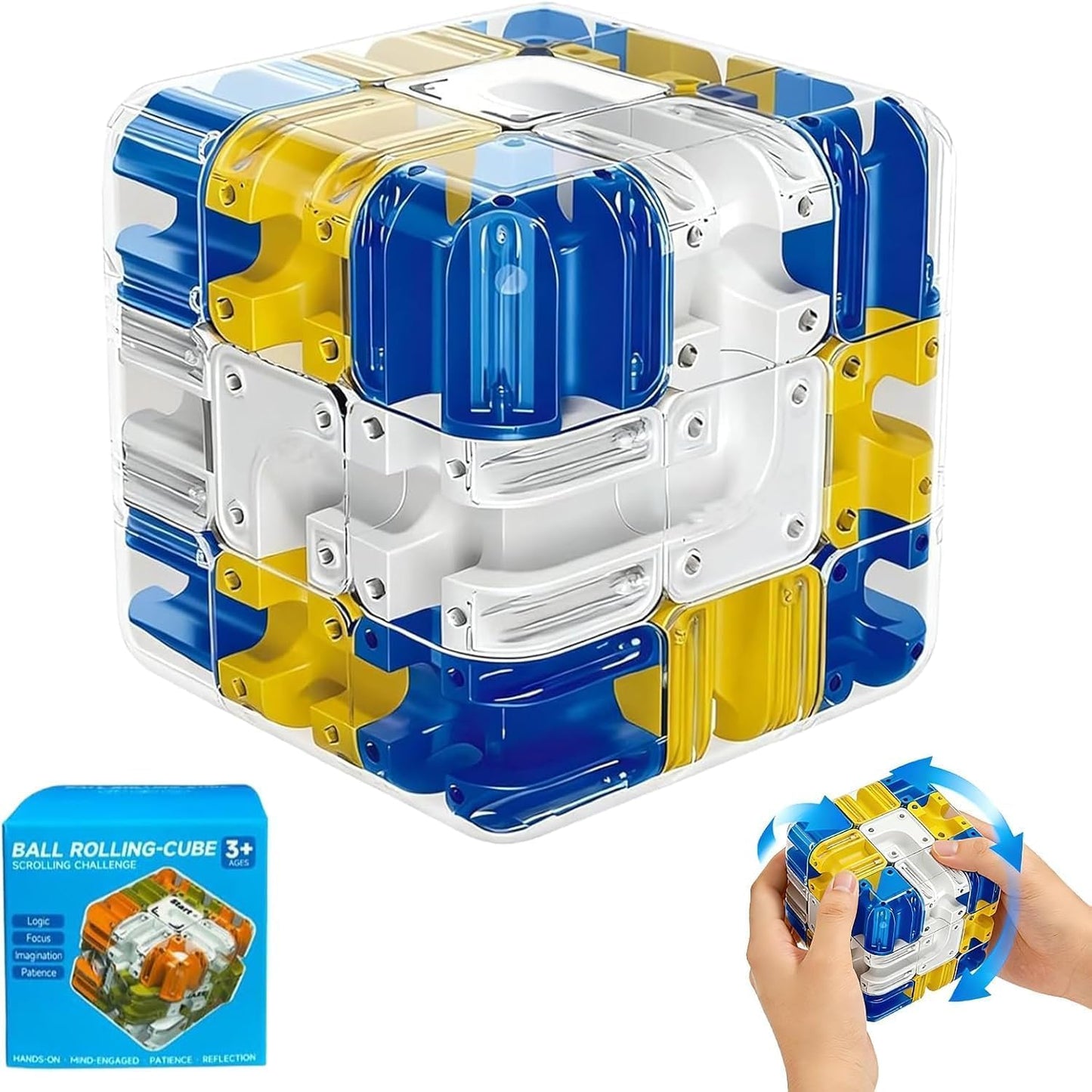 3D Rolling Ball Maze Cube Puzzle – Transparent Logic Brain Teaser