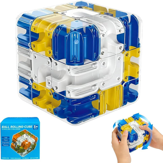 3D Rolling Ball Maze Cube Puzzle – Transparent Logic Brain Teaser