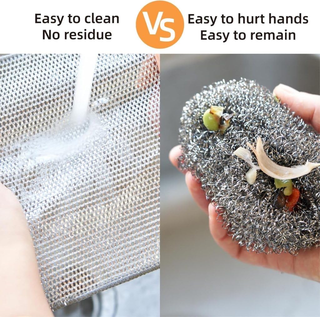 Stainless Steel Dish Scrubber – Heavy Duty Double-Sided Cleaning Pads