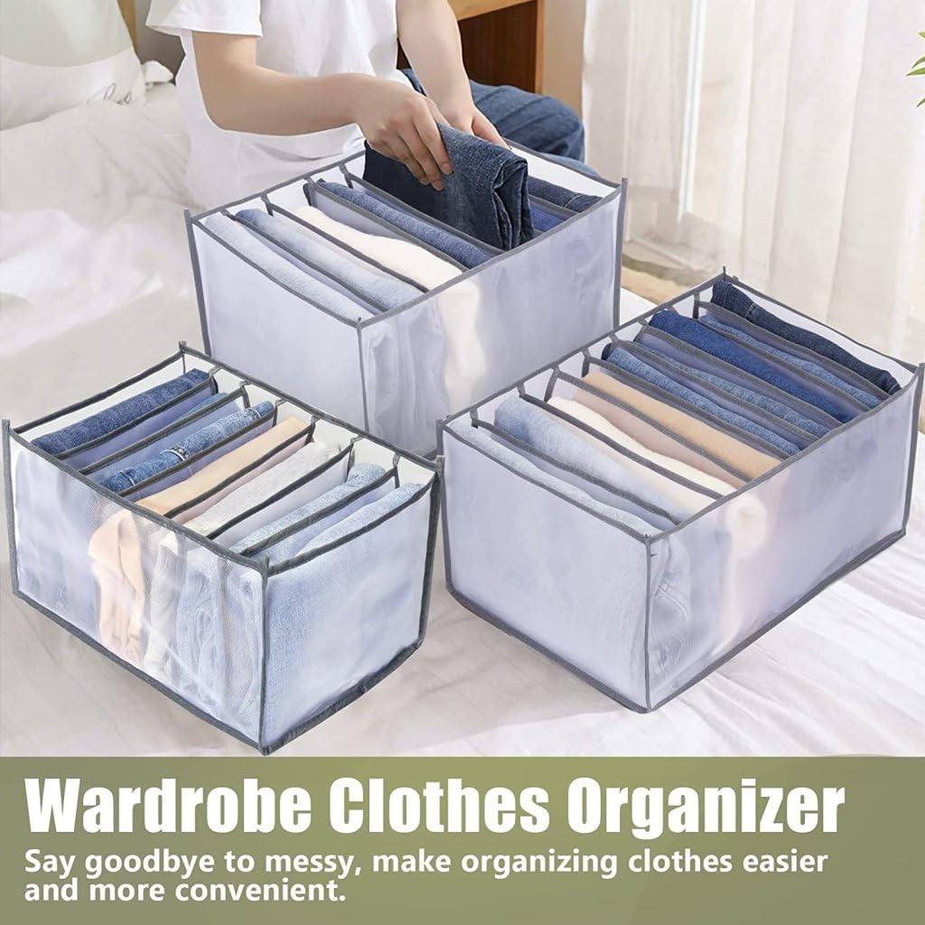 Drawer & Wardrobe Clothes Organizer – 7 Grid Foldable Storage Box