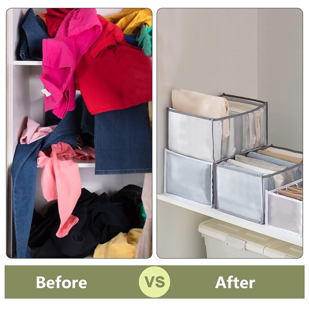 Drawer & Wardrobe Clothes Organizer – 7 Grid Foldable Storage Box