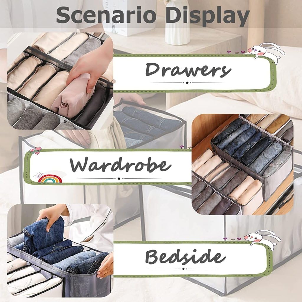 Drawer & Wardrobe Clothes Organizer – 7 Grid Foldable Storage Box