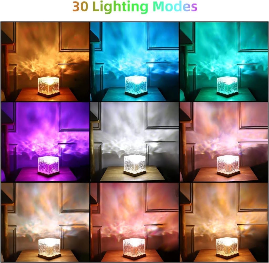 Ocean Wave Projector Lamp with 3D Water Wave Effect & Warm LED Light