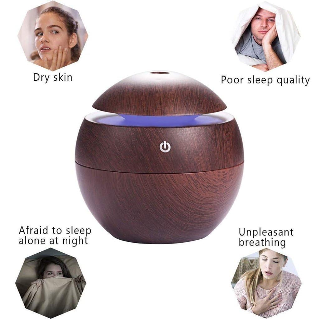Wooden Cool Mist Humidifier & Essential Oil Aroma Diffuser with Colorful LED Light